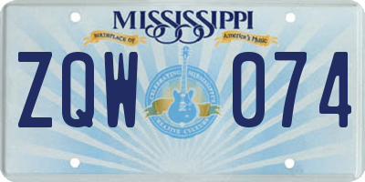 MS license plate ZQW074