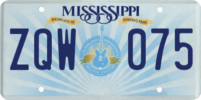 MS license plate ZQW075