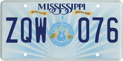 MS license plate ZQW076