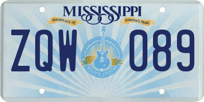 MS license plate ZQW089