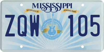 MS license plate ZQW105