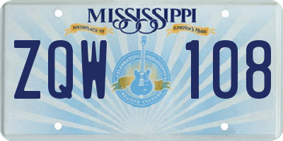 MS license plate ZQW108