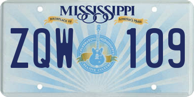 MS license plate ZQW109