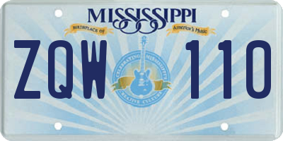 MS license plate ZQW110