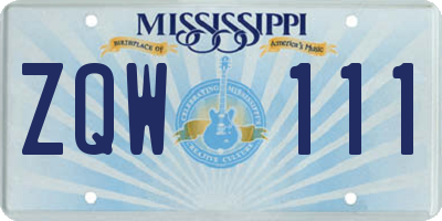 MS license plate ZQW111