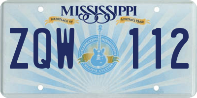 MS license plate ZQW112
