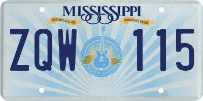 MS license plate ZQW115