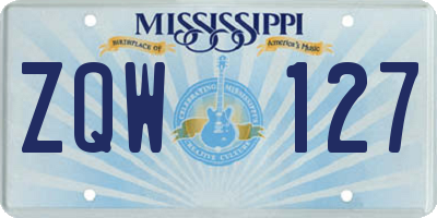 MS license plate ZQW127