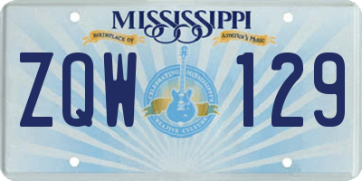 MS license plate ZQW129