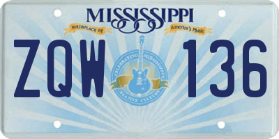 MS license plate ZQW136