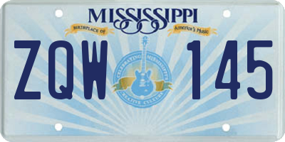 MS license plate ZQW145
