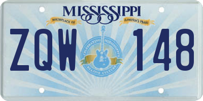 MS license plate ZQW148