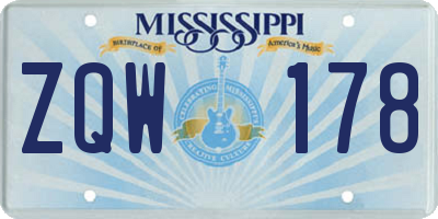 MS license plate ZQW178