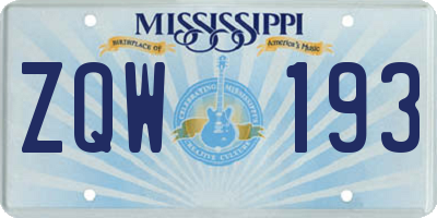 MS license plate ZQW193