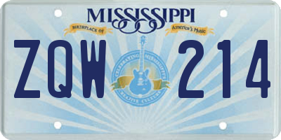 MS license plate ZQW214