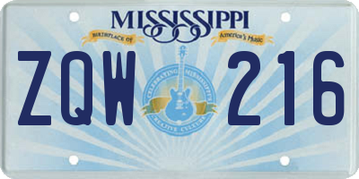 MS license plate ZQW216