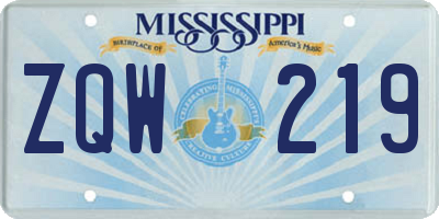 MS license plate ZQW219