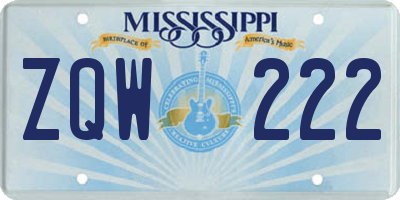 MS license plate ZQW222