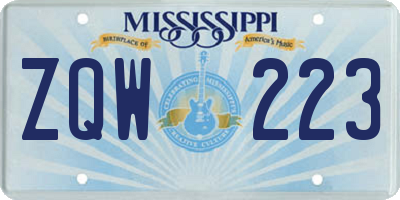 MS license plate ZQW223