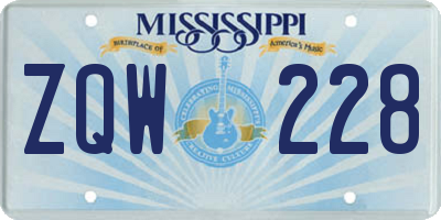 MS license plate ZQW228