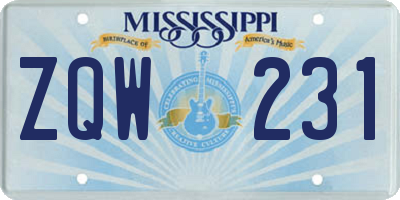 MS license plate ZQW231