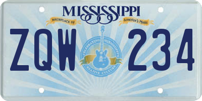 MS license plate ZQW234