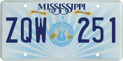 MS license plate ZQW251
