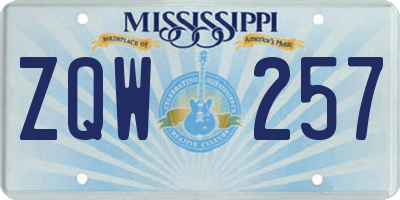 MS license plate ZQW257