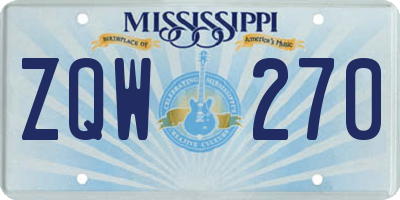 MS license plate ZQW270