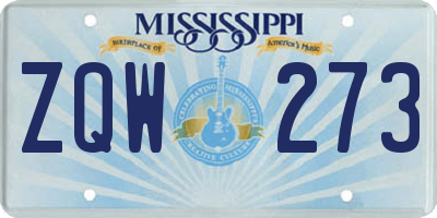 MS license plate ZQW273