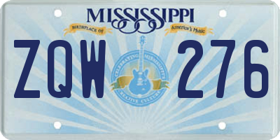 MS license plate ZQW276