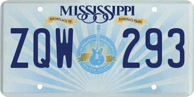 MS license plate ZQW293