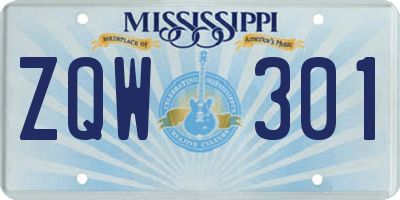 MS license plate ZQW301
