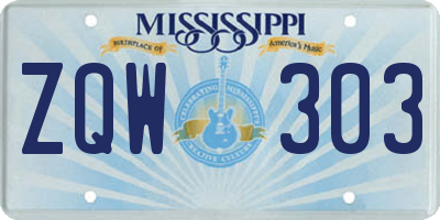 MS license plate ZQW303