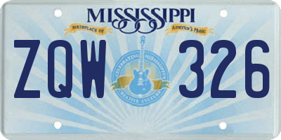 MS license plate ZQW326