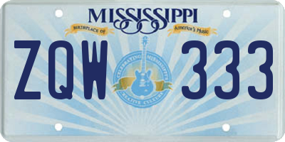 MS license plate ZQW333