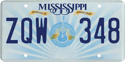 MS license plate ZQW348