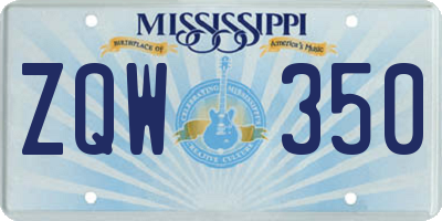 MS license plate ZQW350