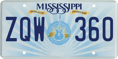 MS license plate ZQW360