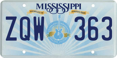 MS license plate ZQW363