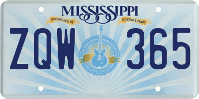 MS license plate ZQW365
