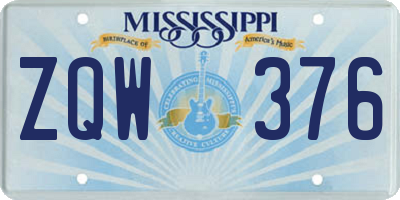 MS license plate ZQW376