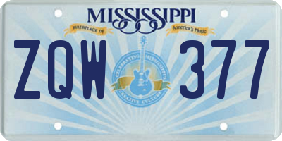 MS license plate ZQW377