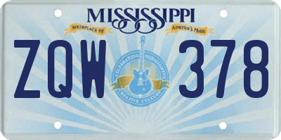 MS license plate ZQW378
