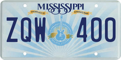 MS license plate ZQW400