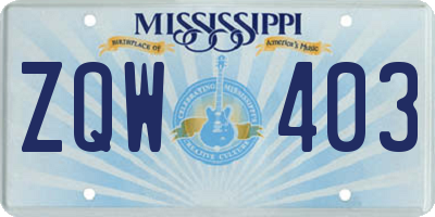 MS license plate ZQW403