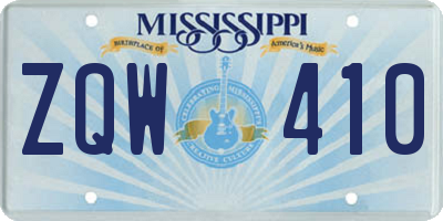 MS license plate ZQW410