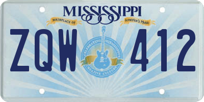 MS license plate ZQW412