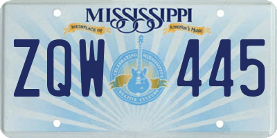 MS license plate ZQW445