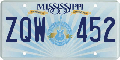 MS license plate ZQW452